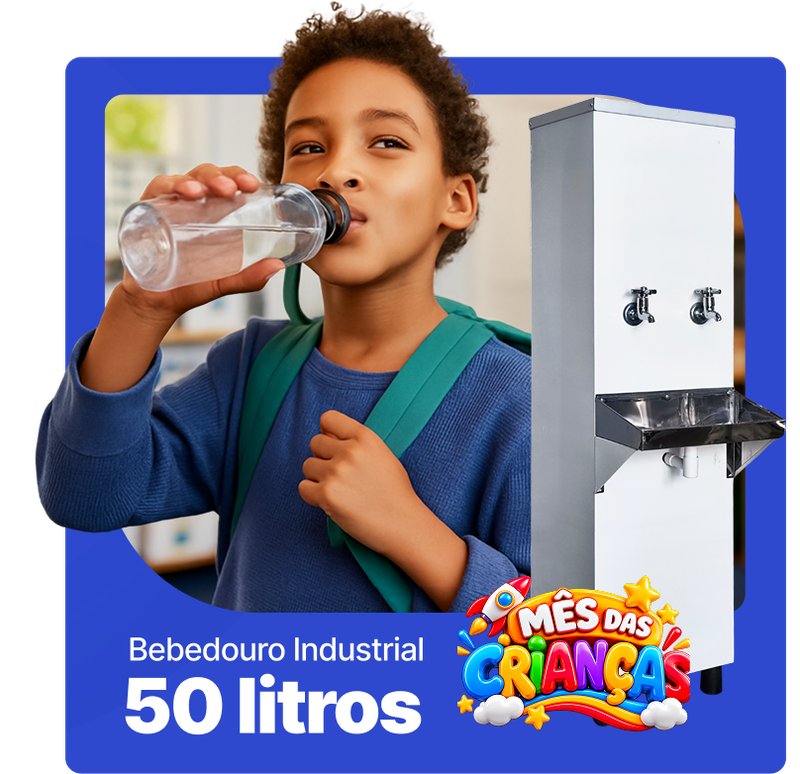 Mês das Crianças — card 50 litros