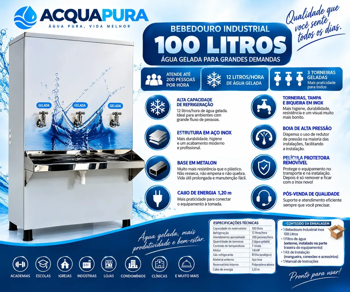 Bebedouro Industrial 100 - Ideal P Academia Escolas Igrejas — foto 8